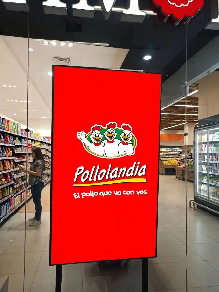 Anuncio de Pollolandia proyectado en pantalla